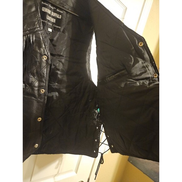 NWT GIOVANNI NAVARRE Genuine Leather Vest Size XXXL 3XL Black Button Up Tassels - Picture 13 of 13